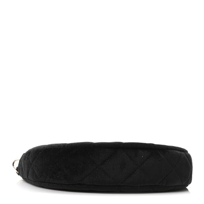 Chanel Velvet Crystal Quilted Chain Hobo Black 4 of 11
