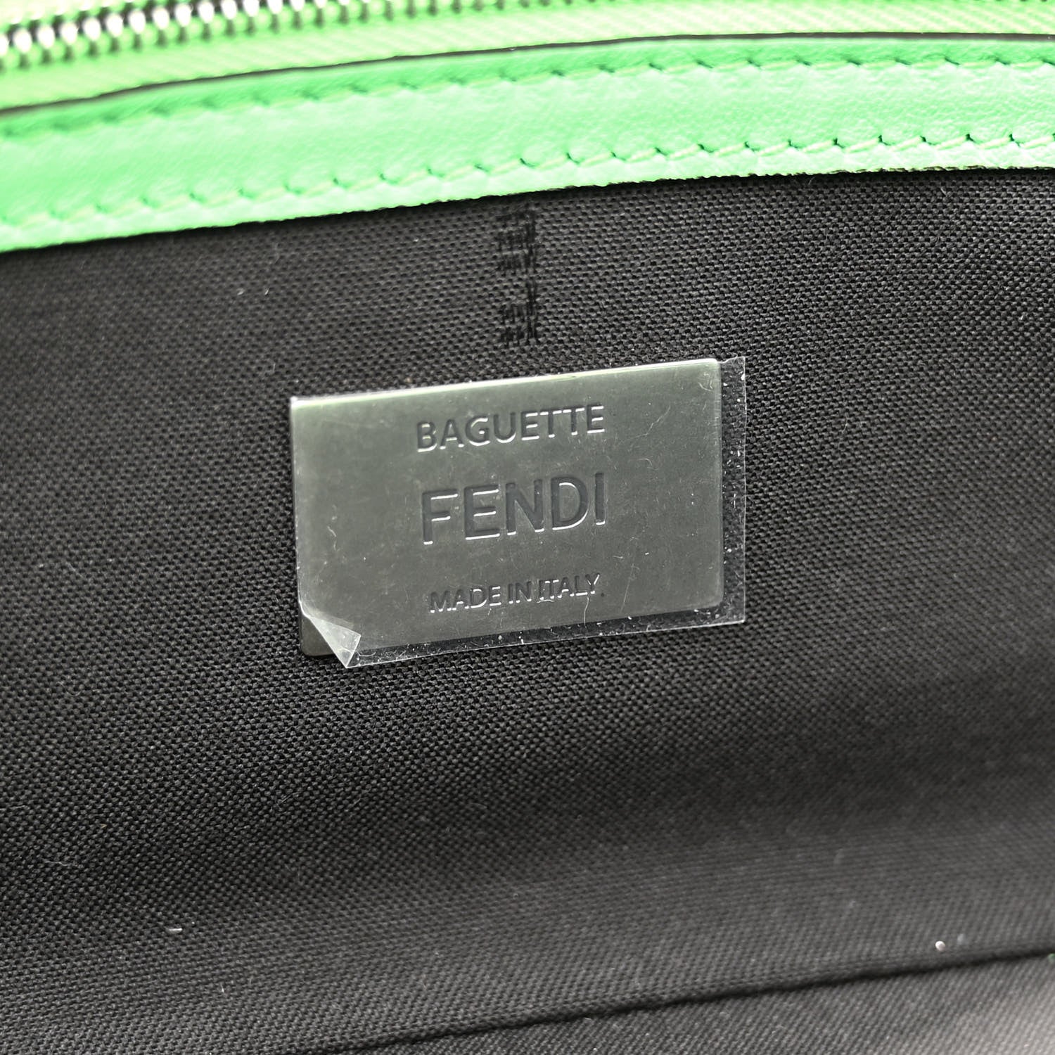 Fendi Nappa Stitched FF 1974 Embossed Baguette Edamame 6 of 13