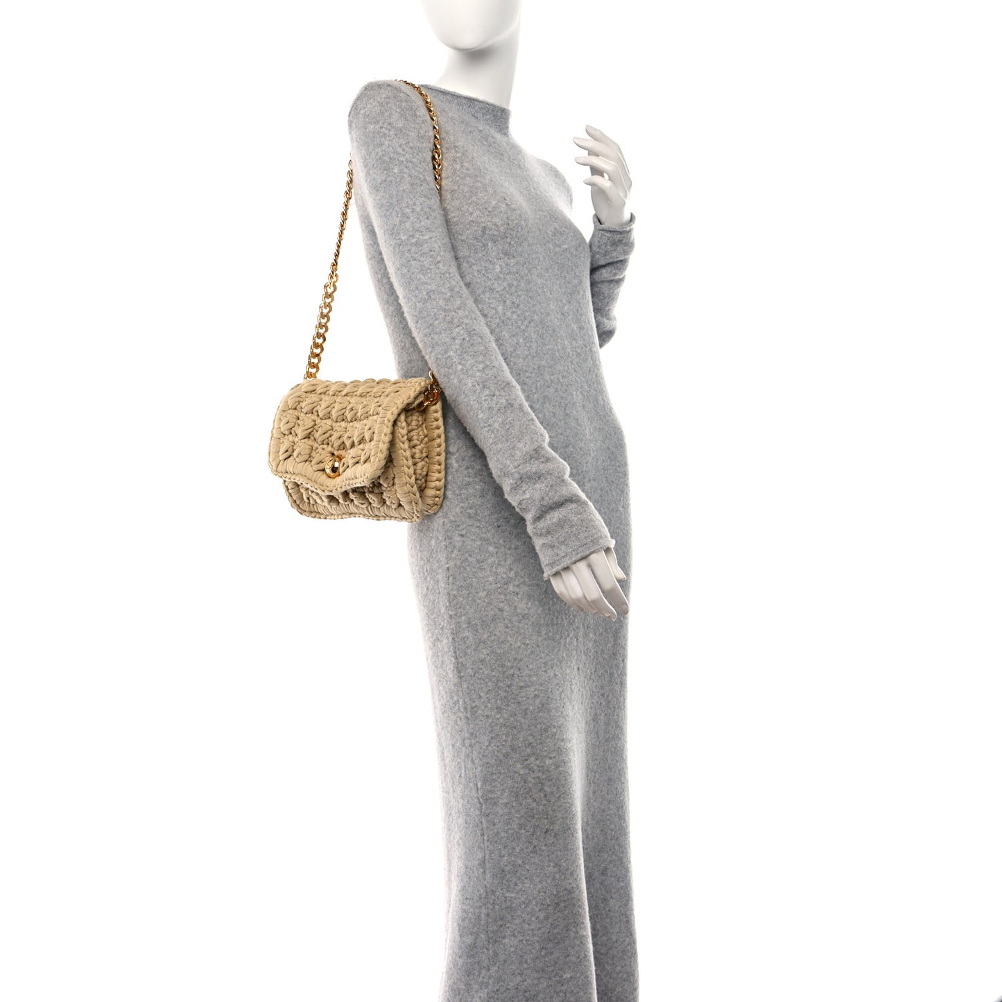 Jersey Crochet Shoulder Bag Cane Sugar