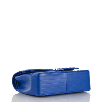 Chanel Caviar Chevron Quilted Jumbo Double Flap Bright Blue 4 of 8