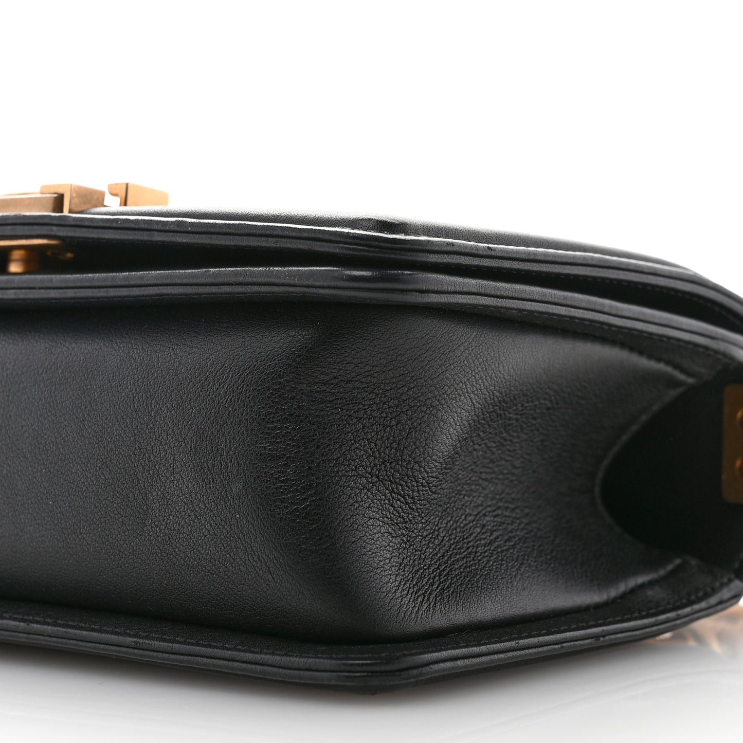 Calfskin Quilted Small Boy Flap Black