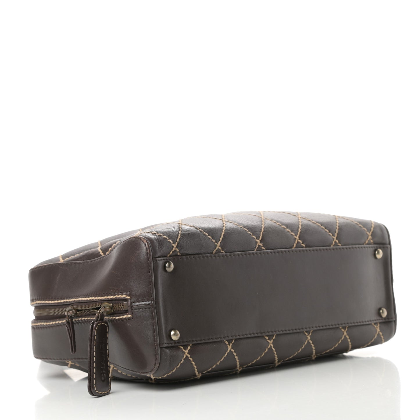 Calfskin Wild Stitch Top Handle Bag Brown