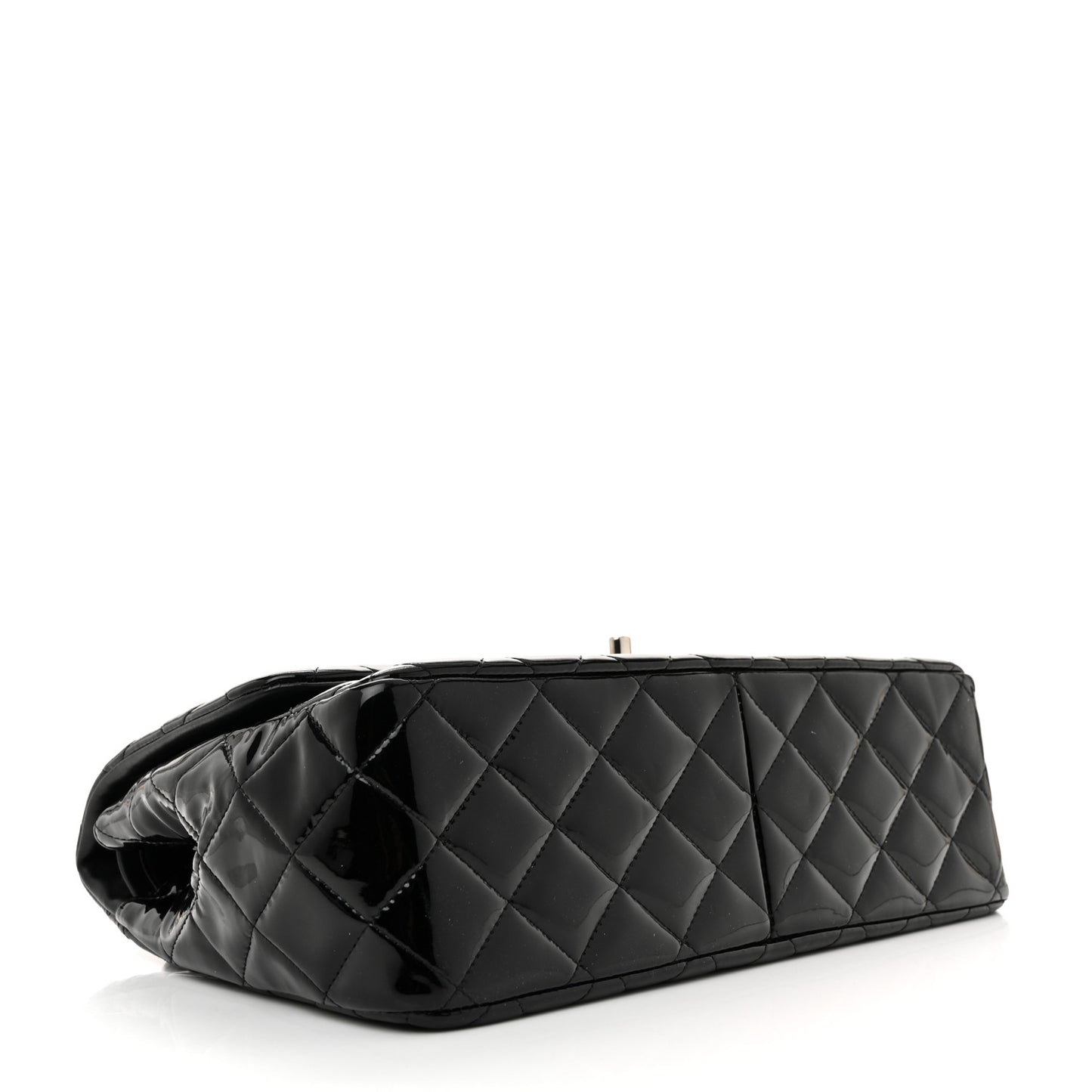 Patent Quilted Jumbo Double Flap Black