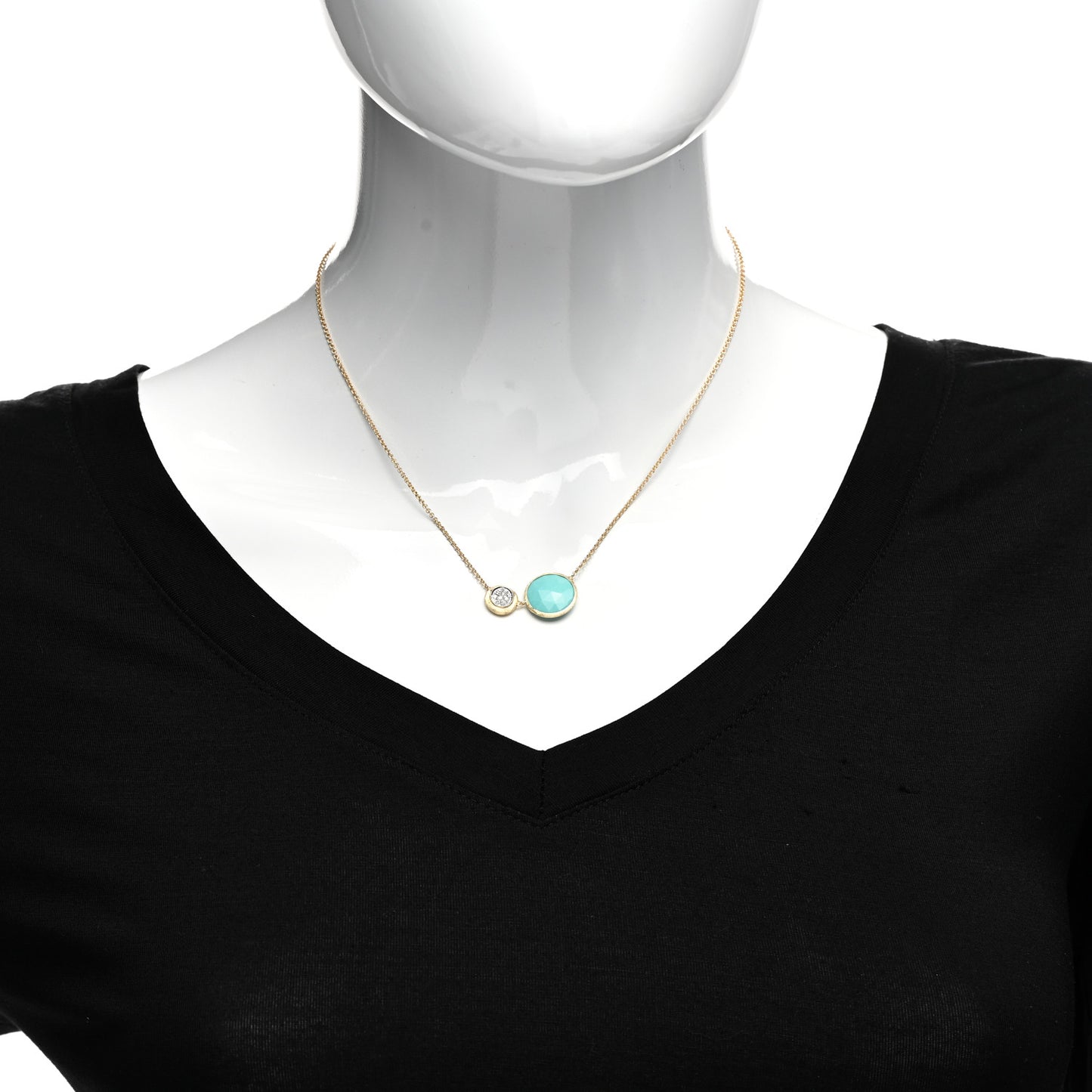 18K Yellow Gold Diamond Turquoise Jaipur Necklace