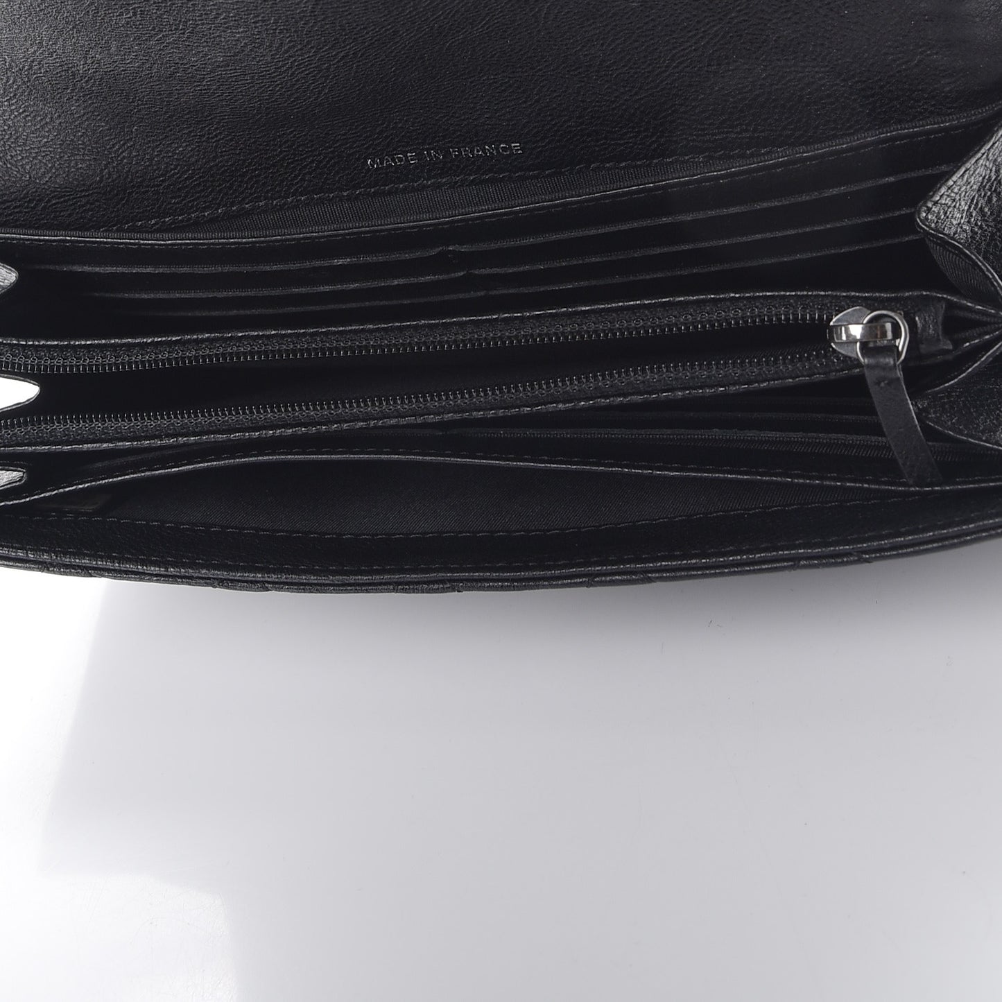Calfskin Quilted Boy Chain Around Flap Wallet Black