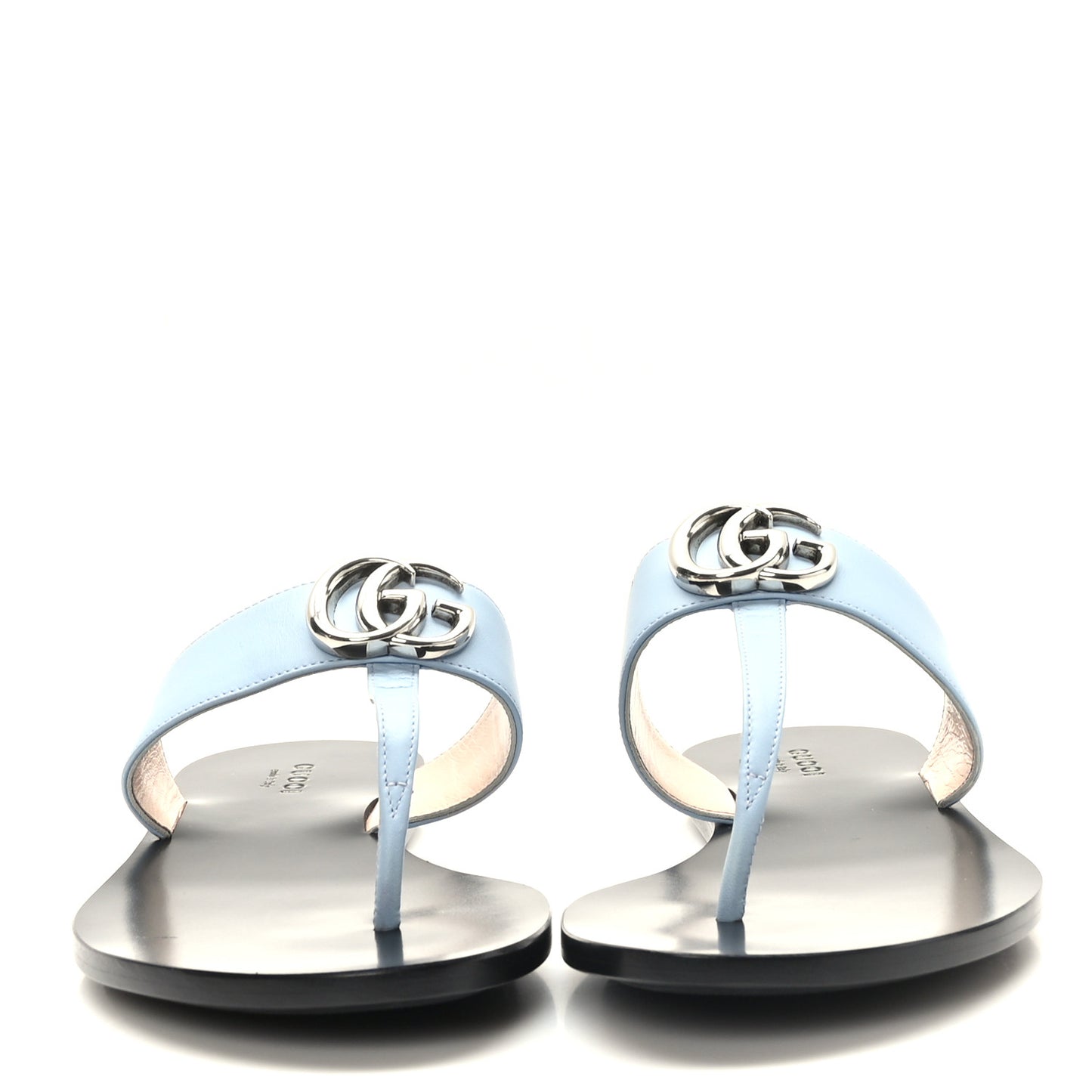 Calfskin GG Marmont Thong Sandals 38 Porcelain Light Blue