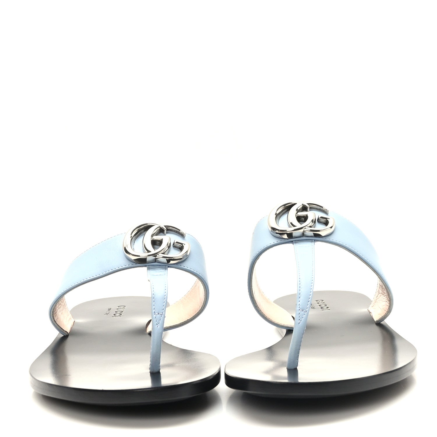 Gucci Calfskin GG Marmont Thong Sandals 38 Porcelain Light Blue 2 of 8