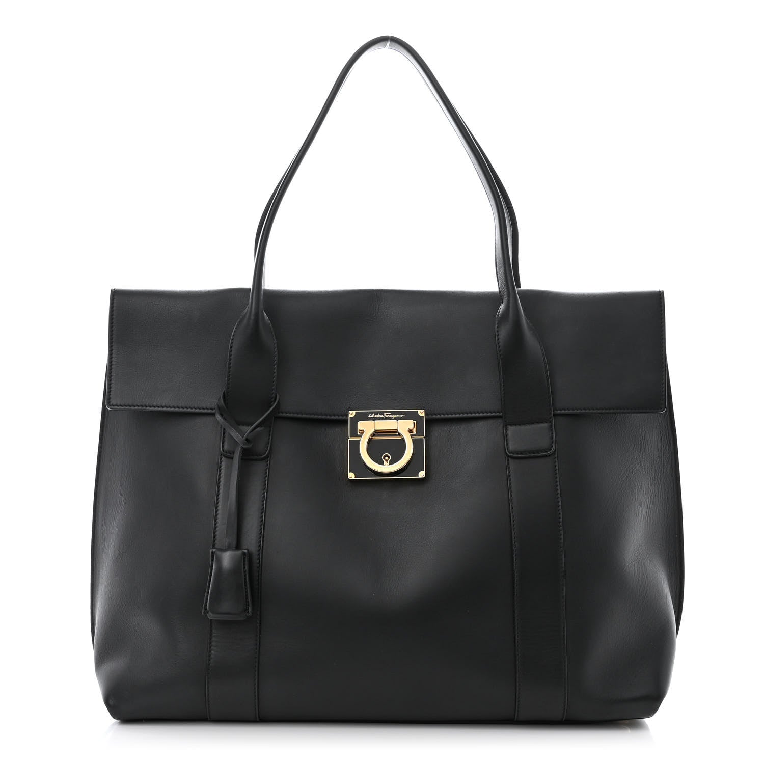 Salvatore Ferragamo Calfskin Large Sookie Satchel Black 1 of 9