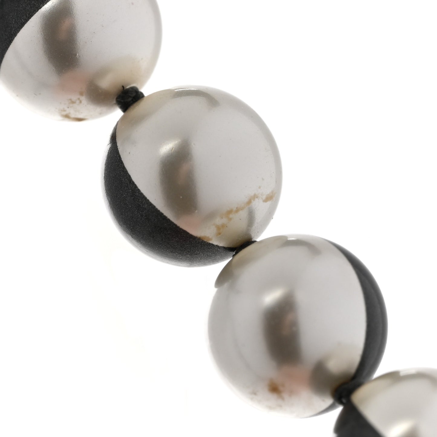 Pearl CC Long Necklace Ivory Black