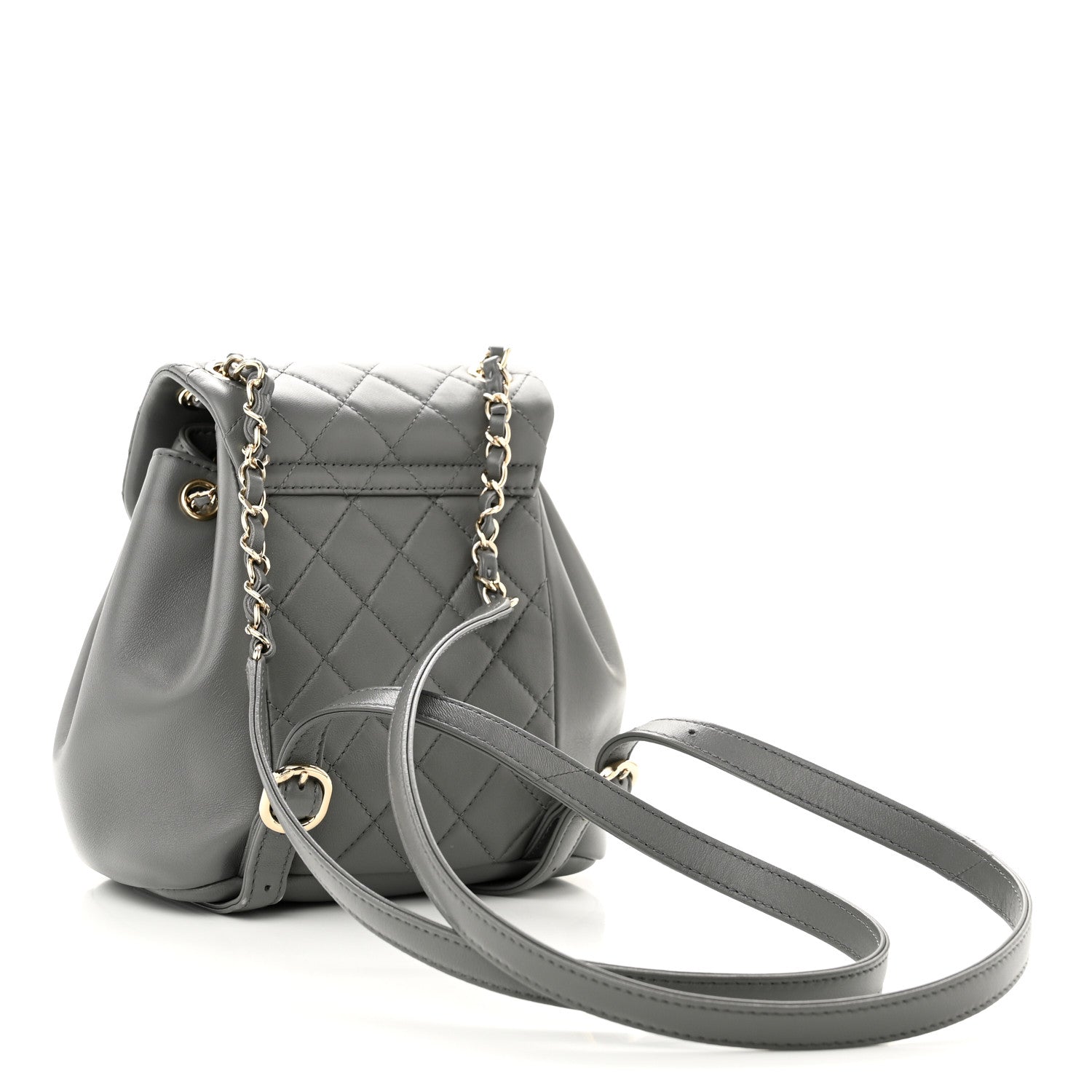 Chanel Lambskin Quilted Small Duma Drawstring Backpack Grey 3 of 11