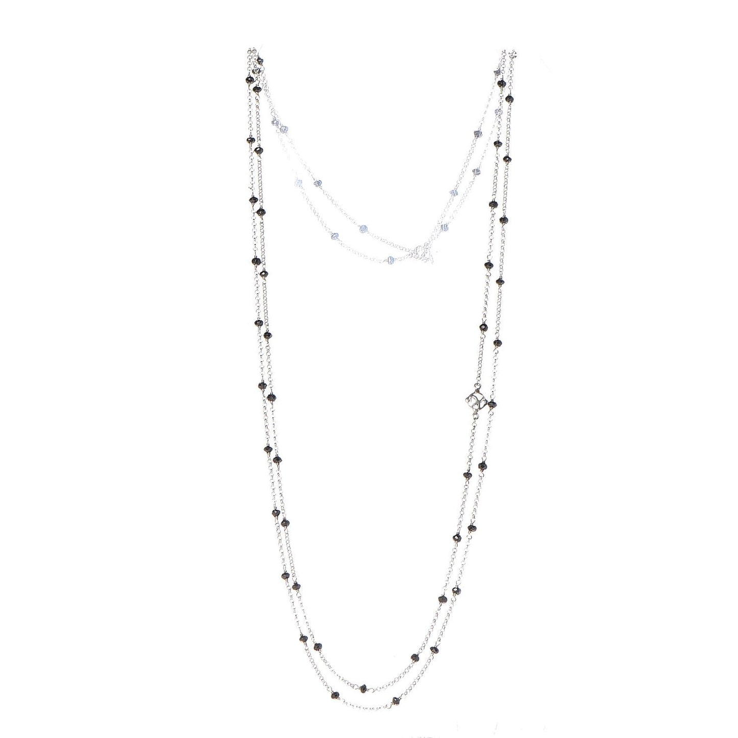 Sterling Silver Black Onyx Station Chain Necklace