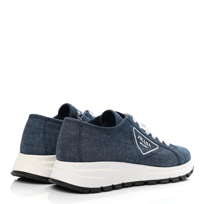 Prada Denim Rubber Triangle Logo Womens 45mm Sneakers 39 Bleu 4 of 9