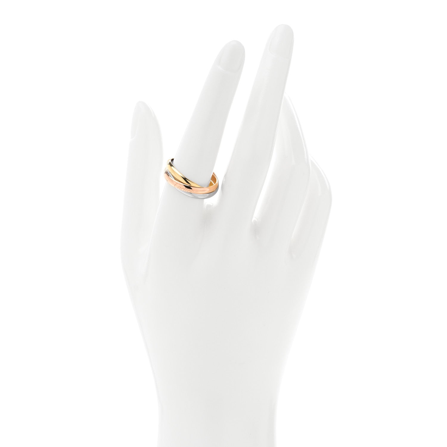 Cartier 18K Pink Yellow White Gold Small Trinity Ring 58 8.25 2 of 5