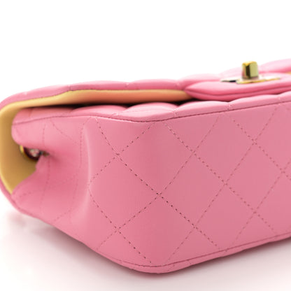 Chanel Lambskin Quilted Mini Rectangular Flap Pink Yellow 9 of 11