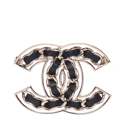 Chanel Lambskin Chain CC Brooch Black Gold 1 of 4