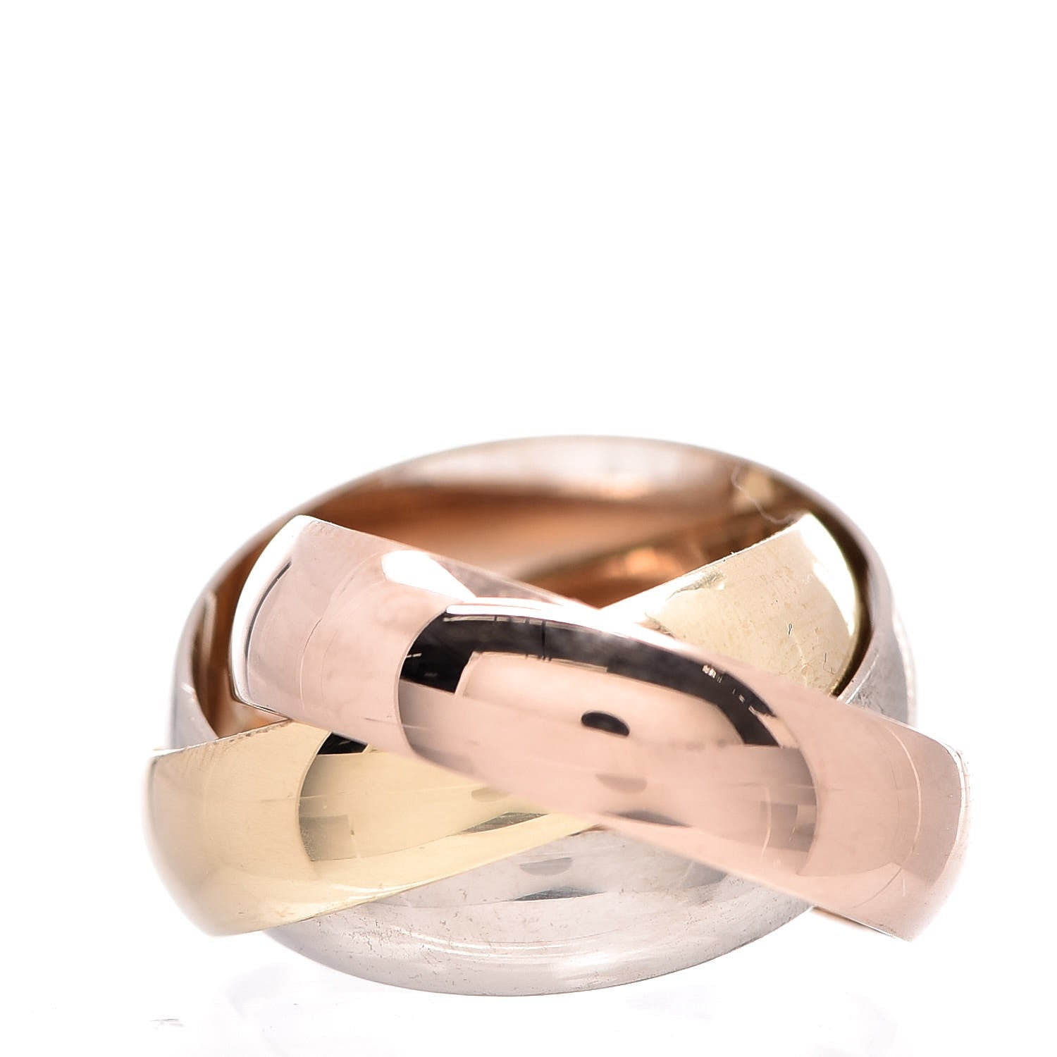 Cartier 18K Pink Yellow White Gold Large Trinity Ring 49 4.75 3 of 10