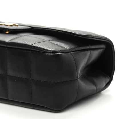 Chanel Lambskin Quilted Mini Chocolate Bar Camellia Flap Black 10 of 12