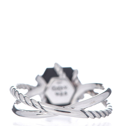 David Yurman Sterling Silver Diamond Black Onyx 10mm Cable Wrap Ring 59 8.75 4 of 5