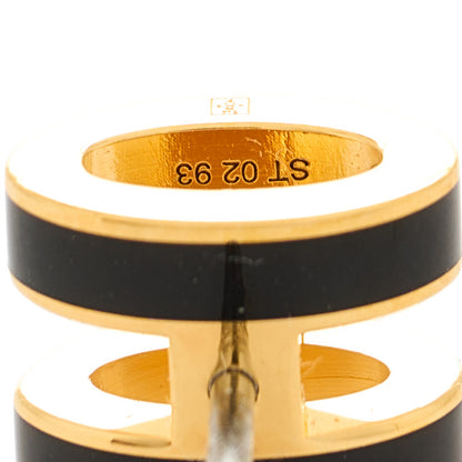 Hermes Gold Lacquered Mini Pop H Earrings Black 4 of 5