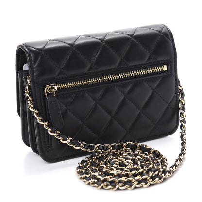 Chanel Lambskin Quilted Mini Wallet On Chain WOC Black 3 of 11
