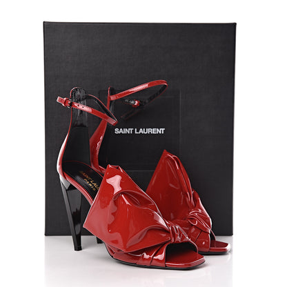 Saint Laurent Patent Calfskin Freja 105 Bow Sandals 37 Rouge Eros 12 of 12
