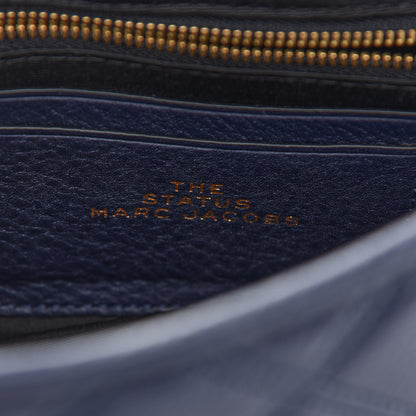 Marc Jacobs Grained Calfskin Quilted Double Stitched The Status Flap Crossbody Bag Navy 6 of 9