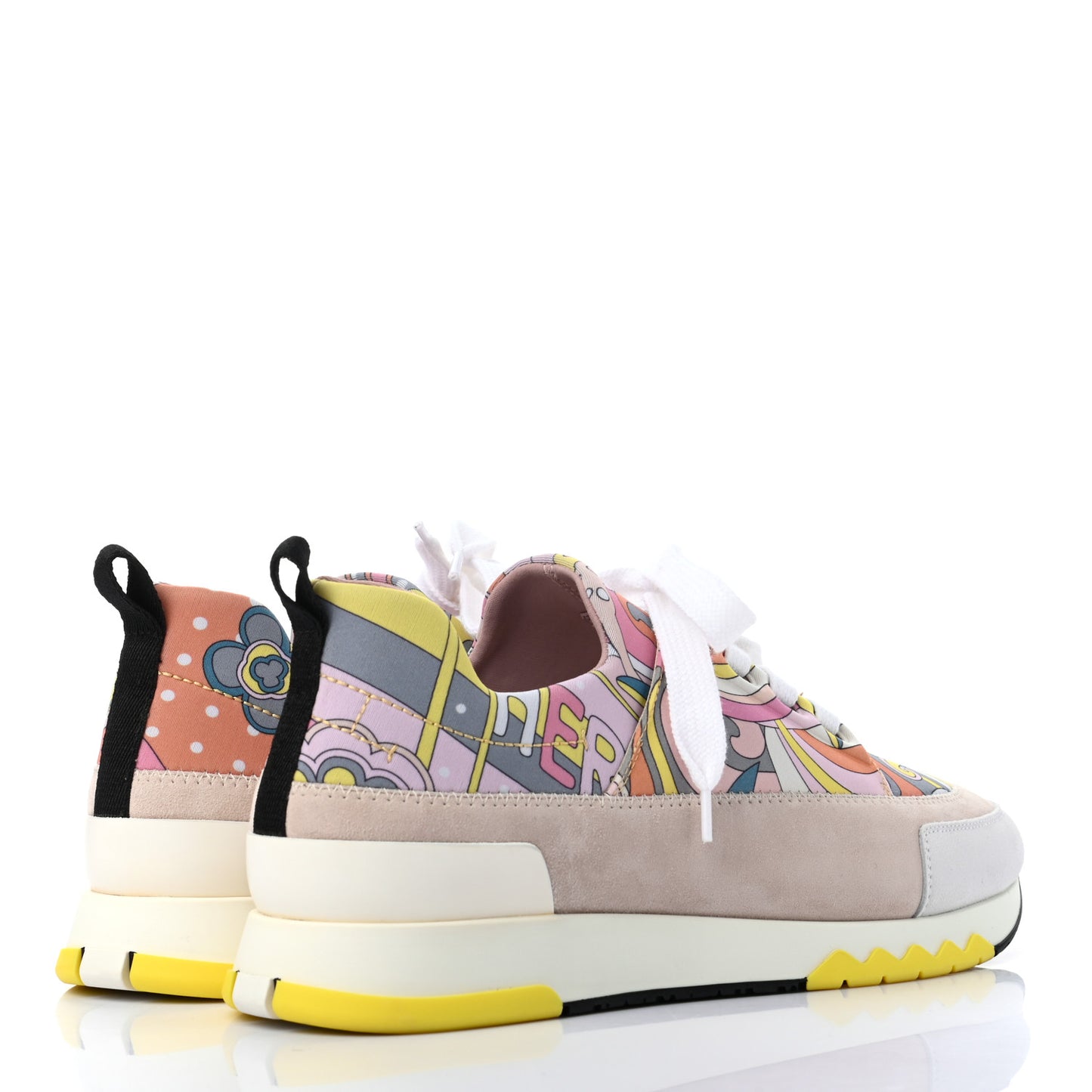 Technical Canvas Suede Goatskin Womens Stadium Sneakers 37.5 Bleu Beton Multicolor