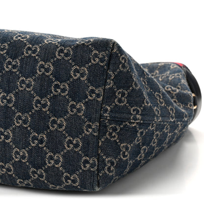 Gucci Denim GG Monogram Web Large Giglio Tote Blue 10 of 10