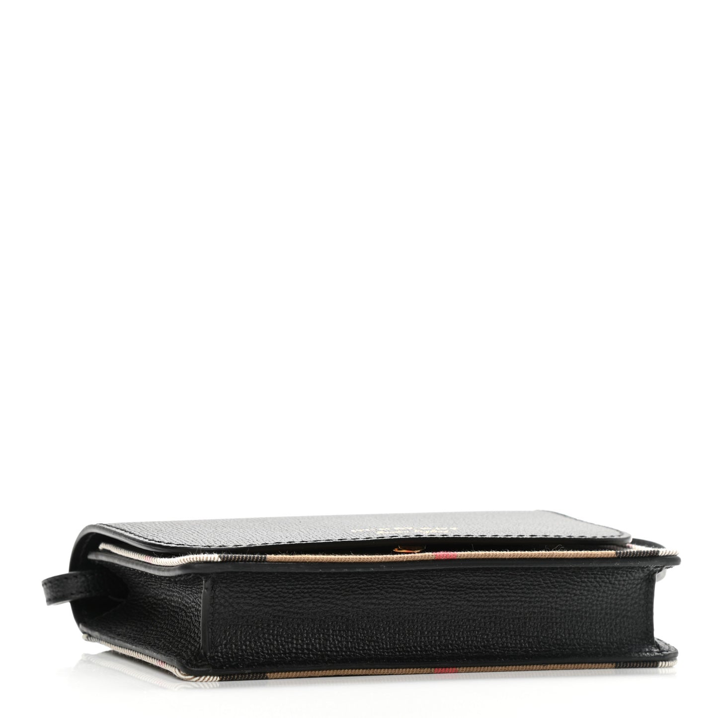 Derby Calfskin House Check Wallet On Chain Black
