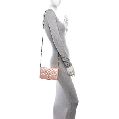 Chanel Iridescent Aged Calfskin Quilted Gabrielle Wallet On Chain WOC Rose 2 of 10