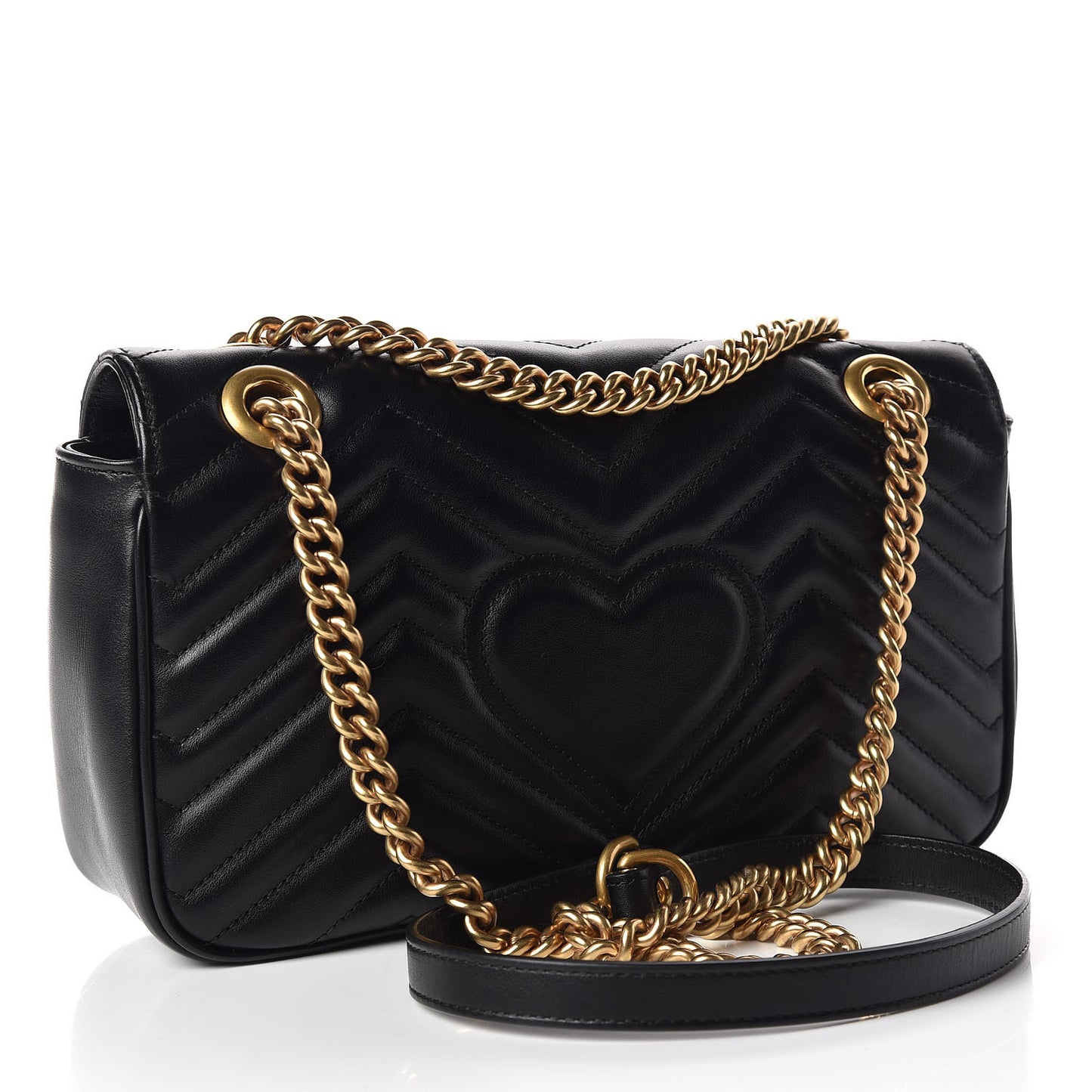 Calfskin Matelasse Small GG Marmont Shoulder Bag Black