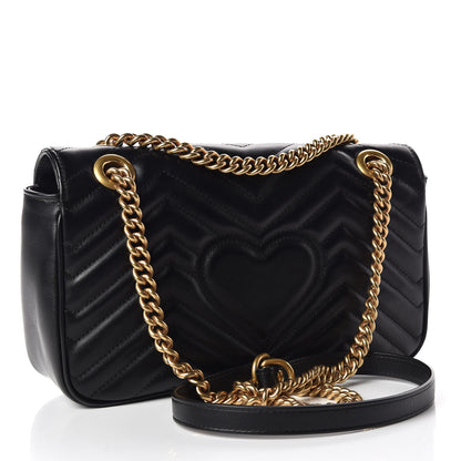Gucci Calfskin Matelasse Small GG Marmont Shoulder Bag Black 3 of 10