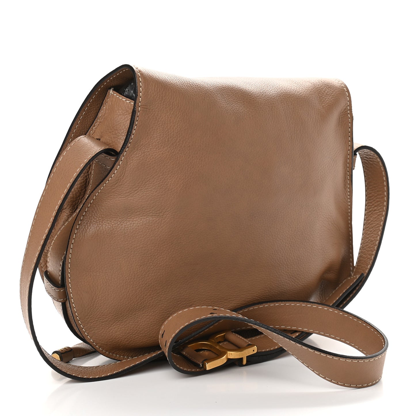 Calfskin Medium Marcie Round Crossbody Bag Nut