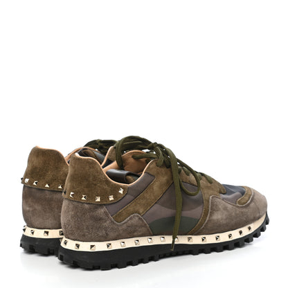 Valentino Garavani Suede Nylon Camouflage Womens Soul Rockstud Sneakers 39 Green Multicolor 4 of 8