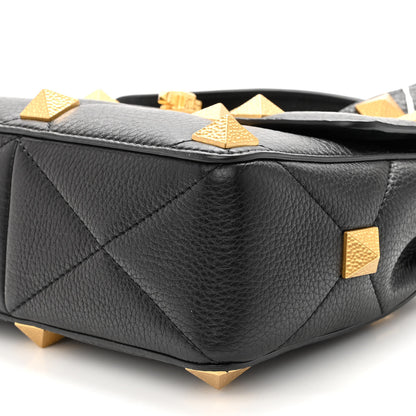 Valentino Garavani Grained Calfskin Medium Roman Stud Shoulder Bag Black 9 of 9