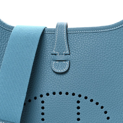 Hermes Taurillon Clemence Evelyne 23 Poche III New Blue Jean 7 of 10