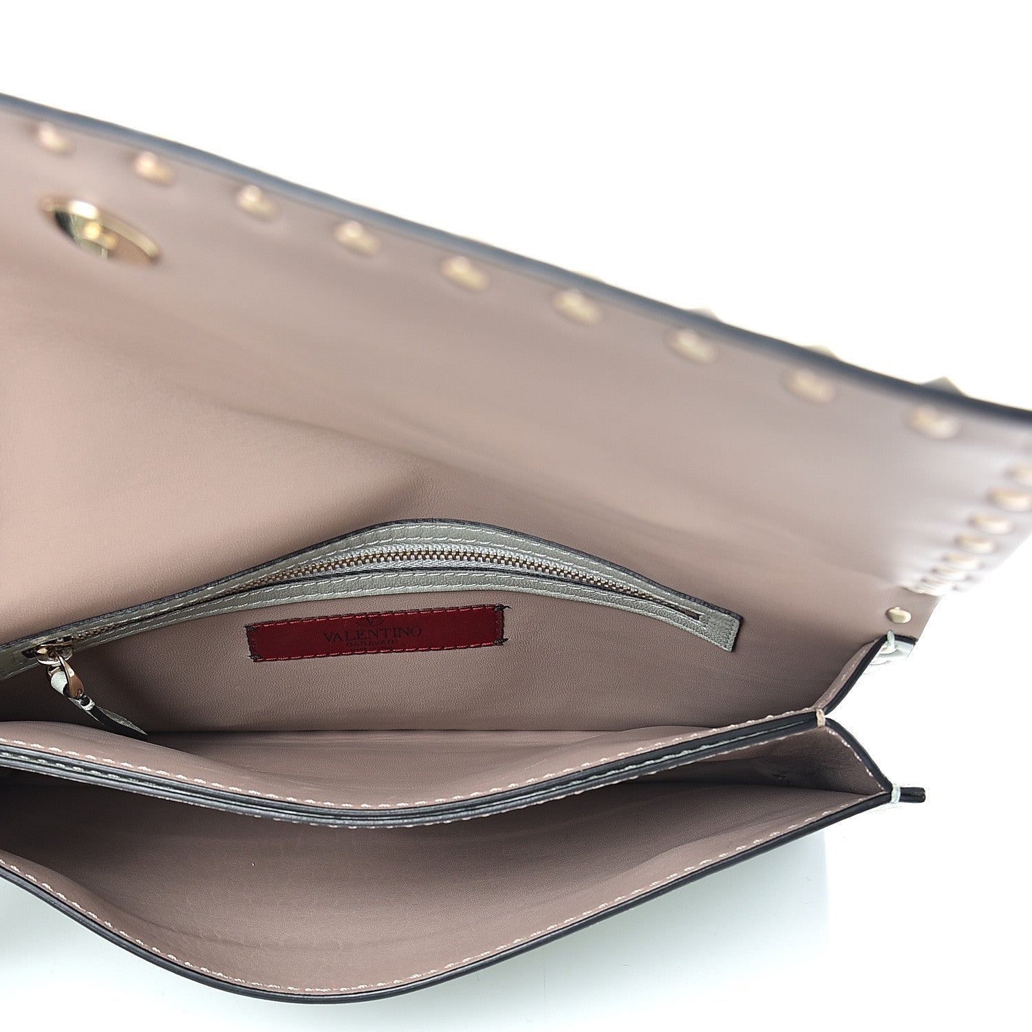 Valentino Garavani Nappa Rockstud Wristlet Clutch Water Green 4 of 6
