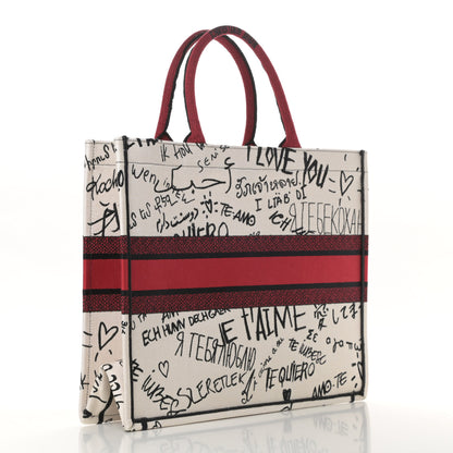 Christian Dior Canvas Embroidered Dioramour Graffiti Book Tote Latte Multicolor 3 of 11