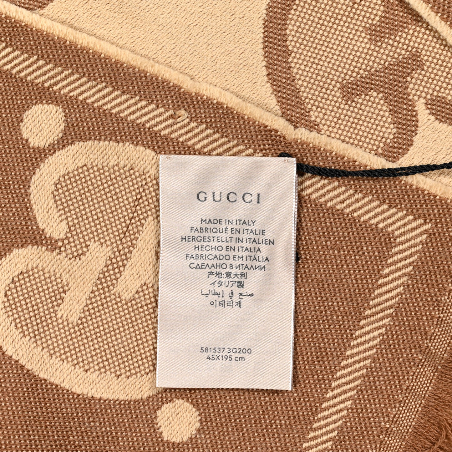 Wool Jacquard Monogram Jumbo GG Lady Nest Scarf Beige Dark Brown