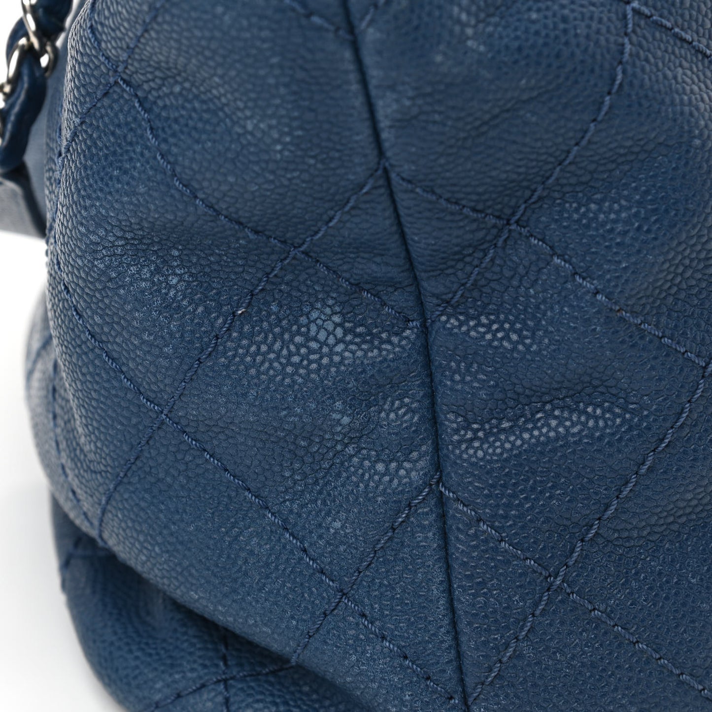 Grained Calfskin Quilted Small Daily Shopping Tote Blue