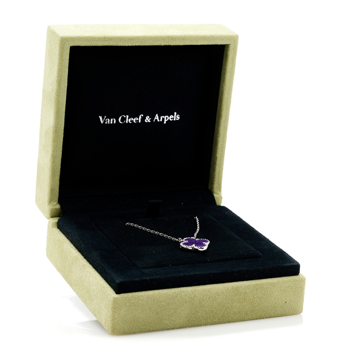 Van Cleef & Arpels 18K White Gold Sugilite Vintage Alhambra Pendant Necklace 5 of 5