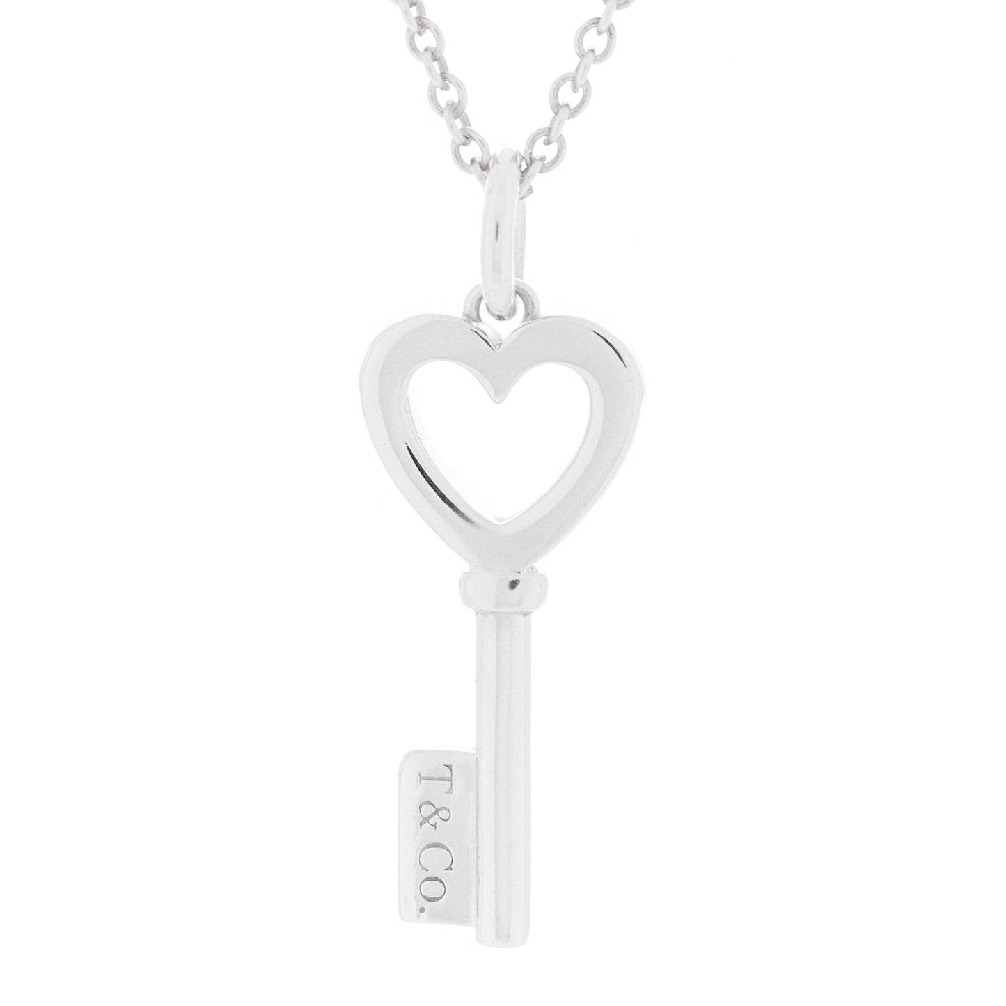 Sterling Silver Mini Heart Key Pendant Necklace