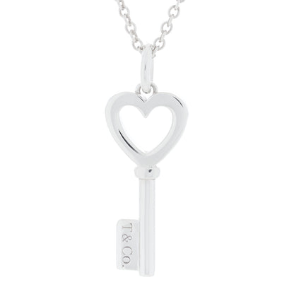 Tiffany Sterling Silver Mini Heart Key Pendant Necklace 3 of 4