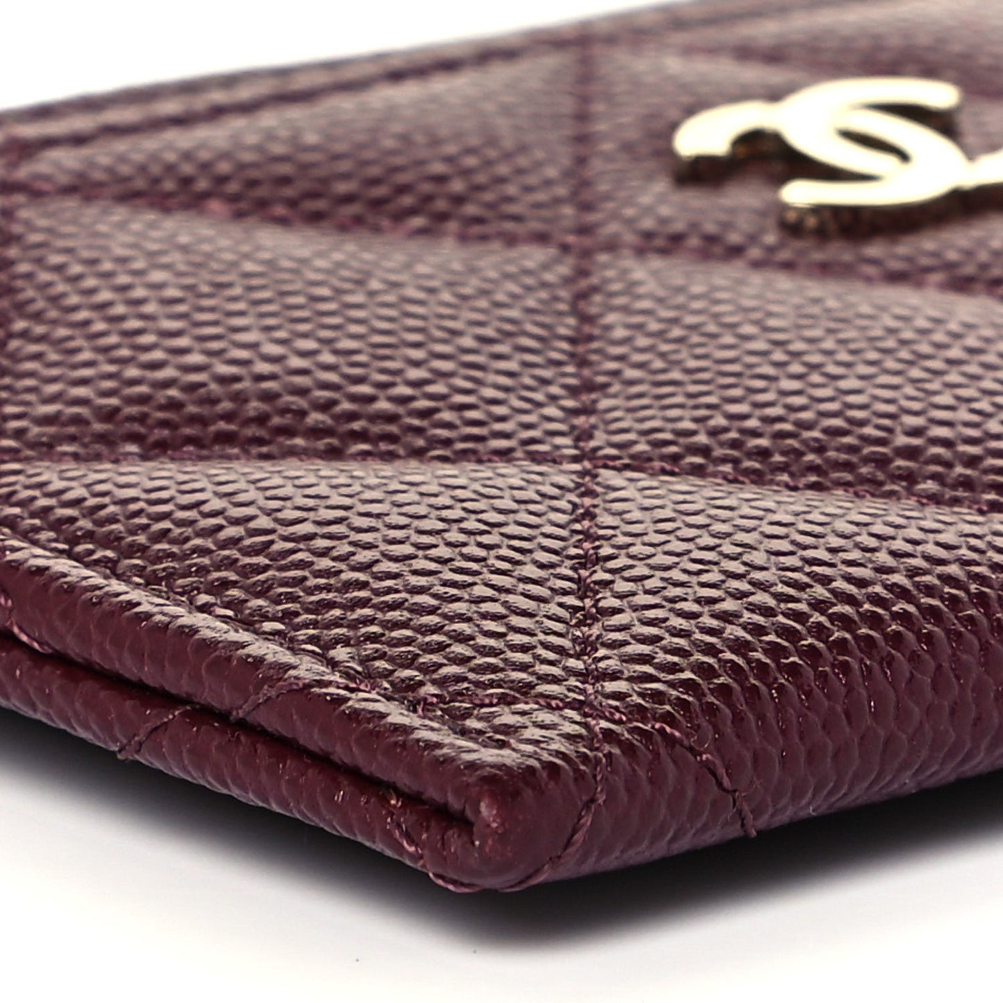 Caviar Quilted Card Holder Burgundy