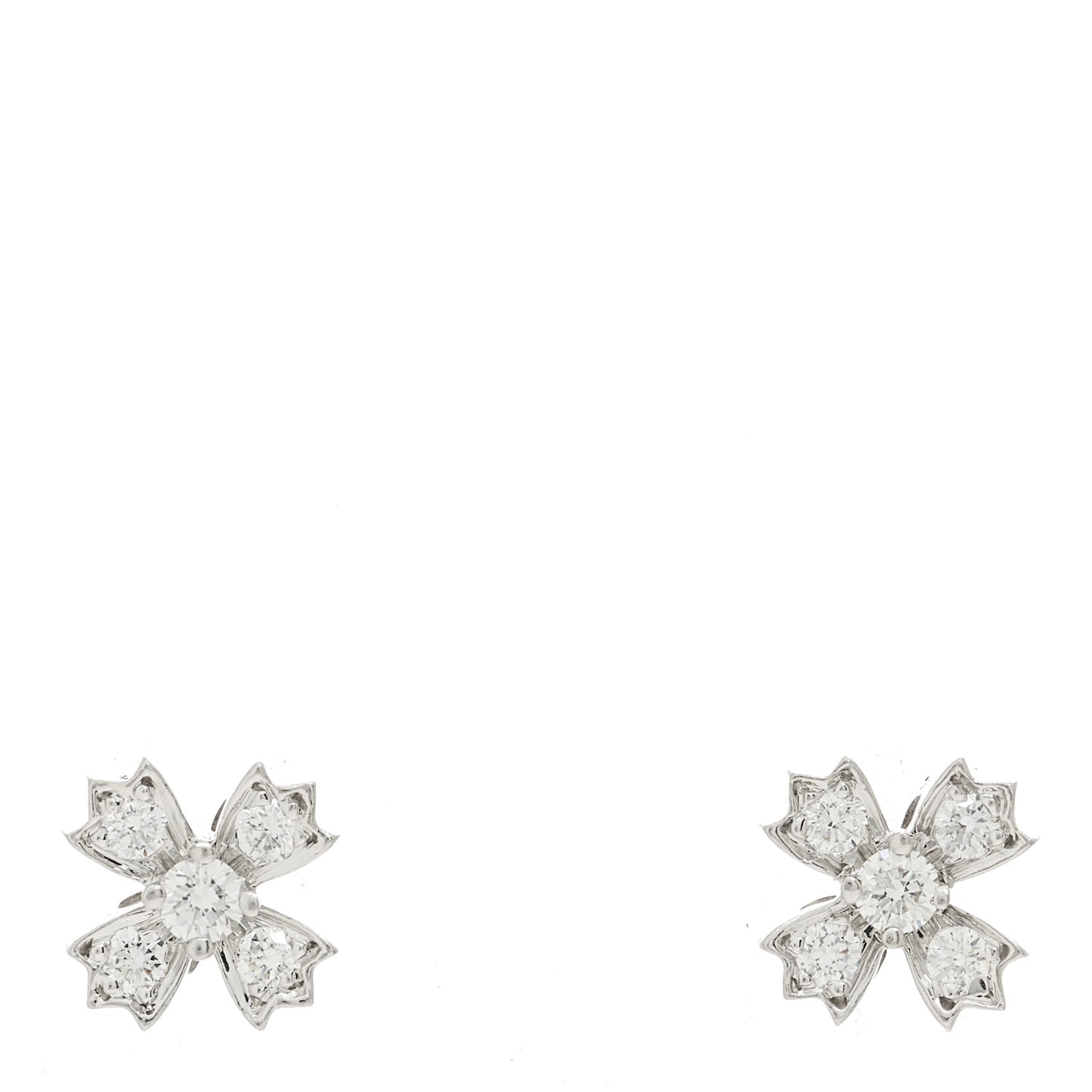 Platinum Diamond Floret Stud Earrings
