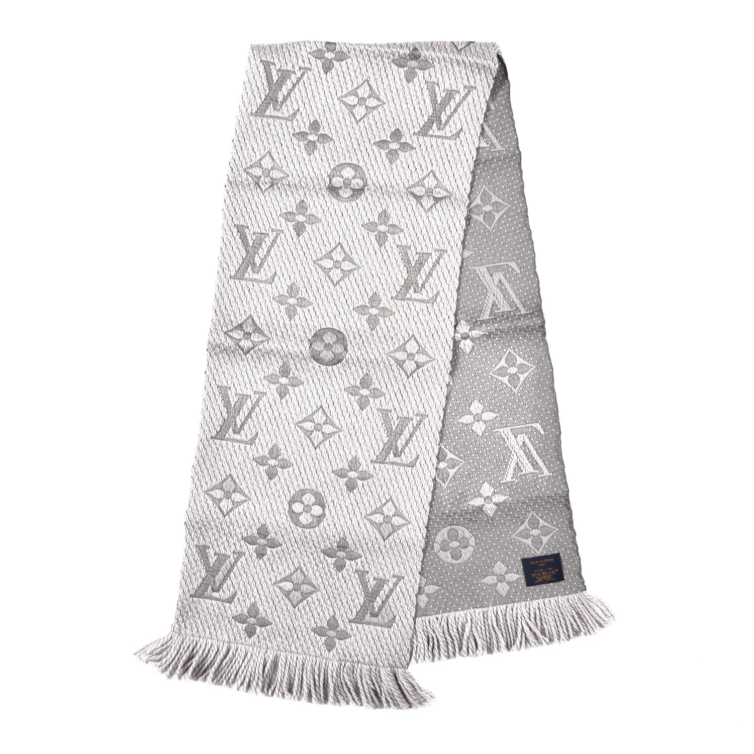 Louis Vuitton Wool Silk Logomania Scarf Pearl Grey 2 of 4