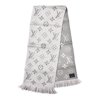 Louis Vuitton Wool Silk Logomania Scarf Pearl Grey 2 of 4