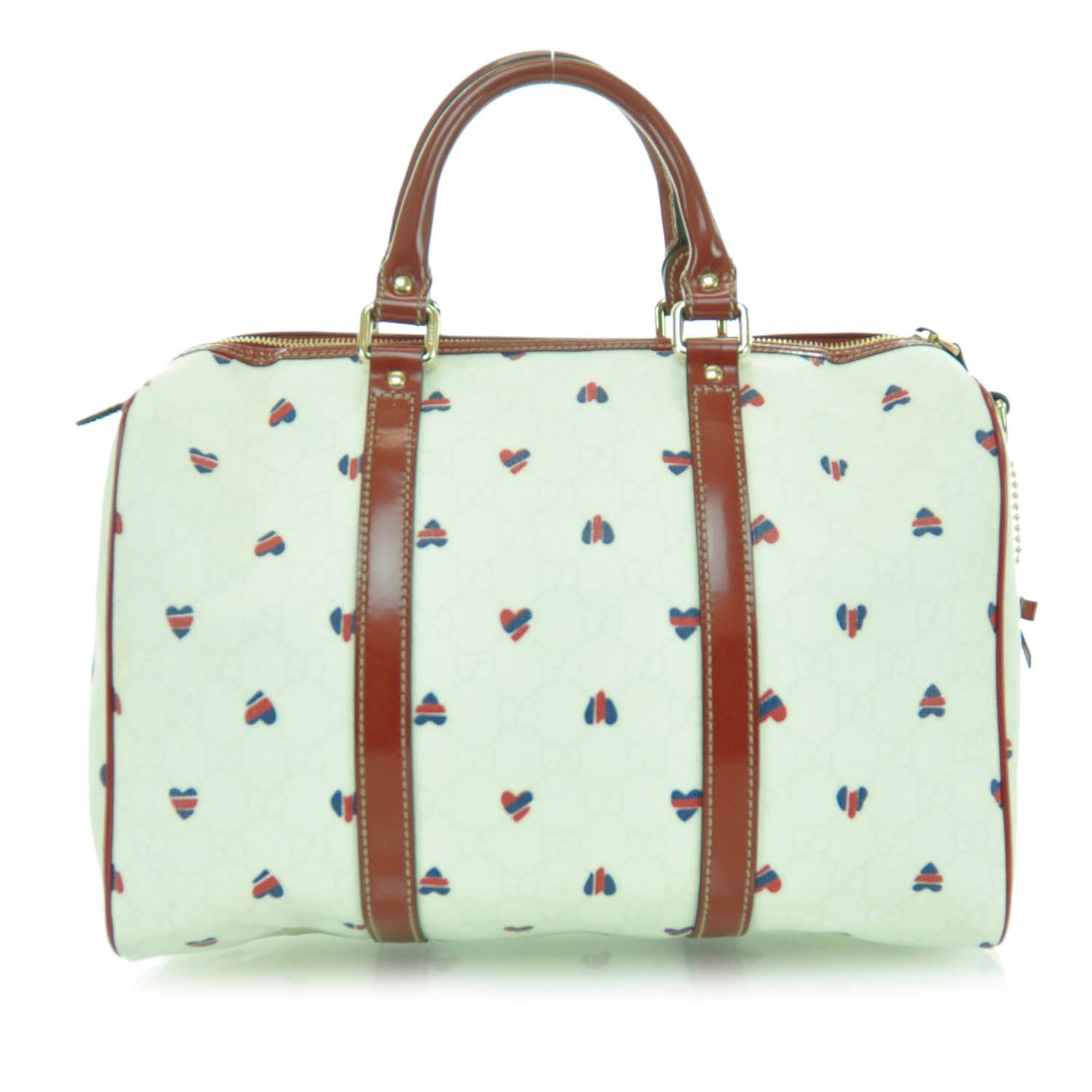 Gucci GG Plus Monogram Hearts Small Joy Boston White Red 3 of 10