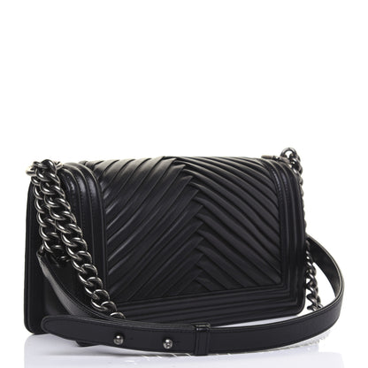 Chanel Lambskin Pleated Medium Boy Flap Black 3 of 16