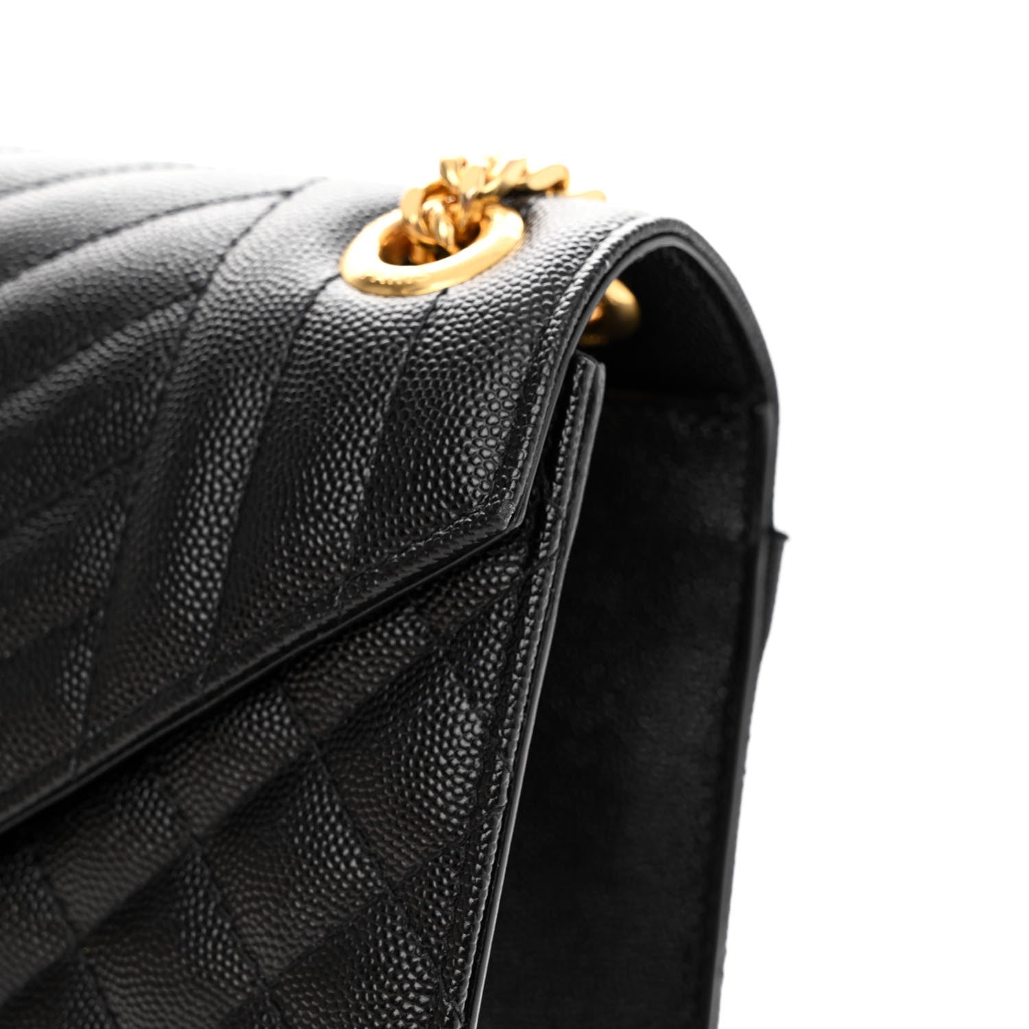 Saint Laurent Grain De Poudre Textured Mixed Matelasse Large Triquilt Monogram Satchel Black 12 of 15
